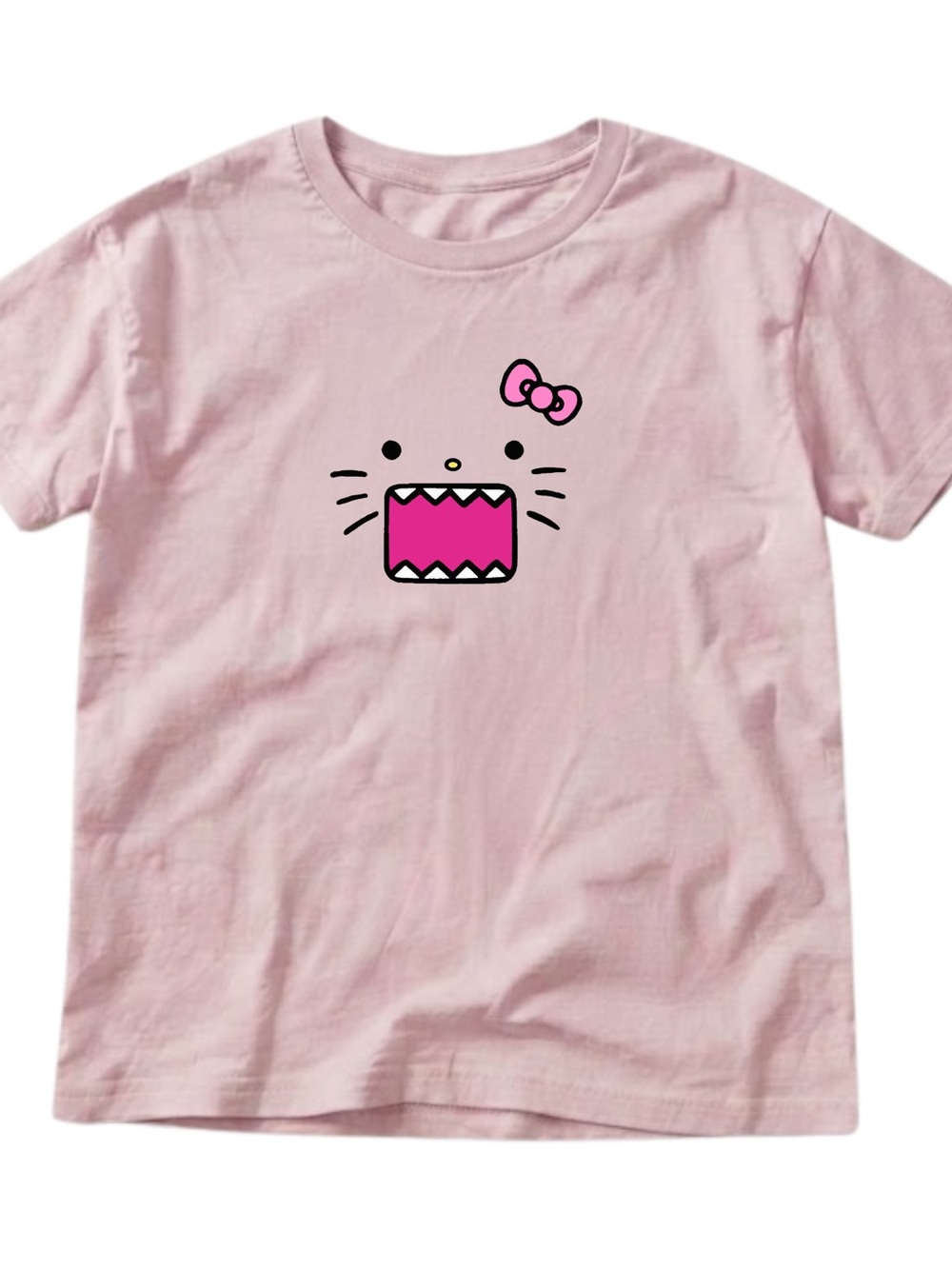 Pink Monster Cat Face Graphic Soft Tee Gildan T-shirt